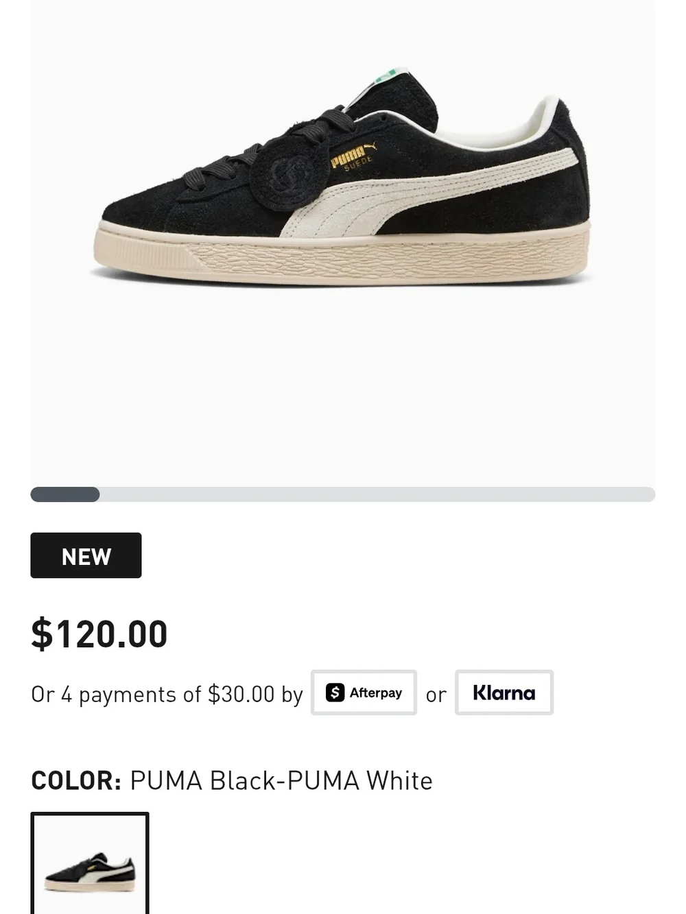 New Condition Puma Men’s Black Suede Low-Top Sneakers with White Trim